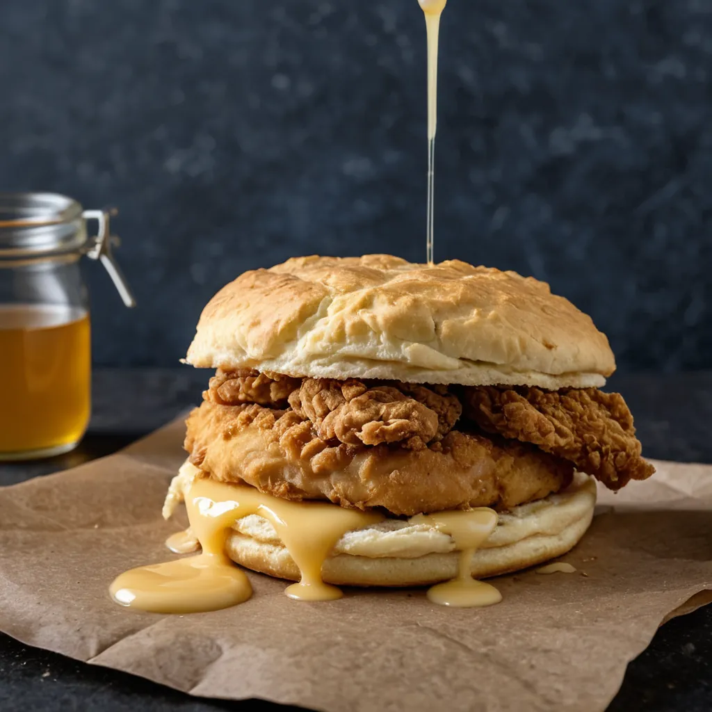 Fried chicken biscuit with honey butter